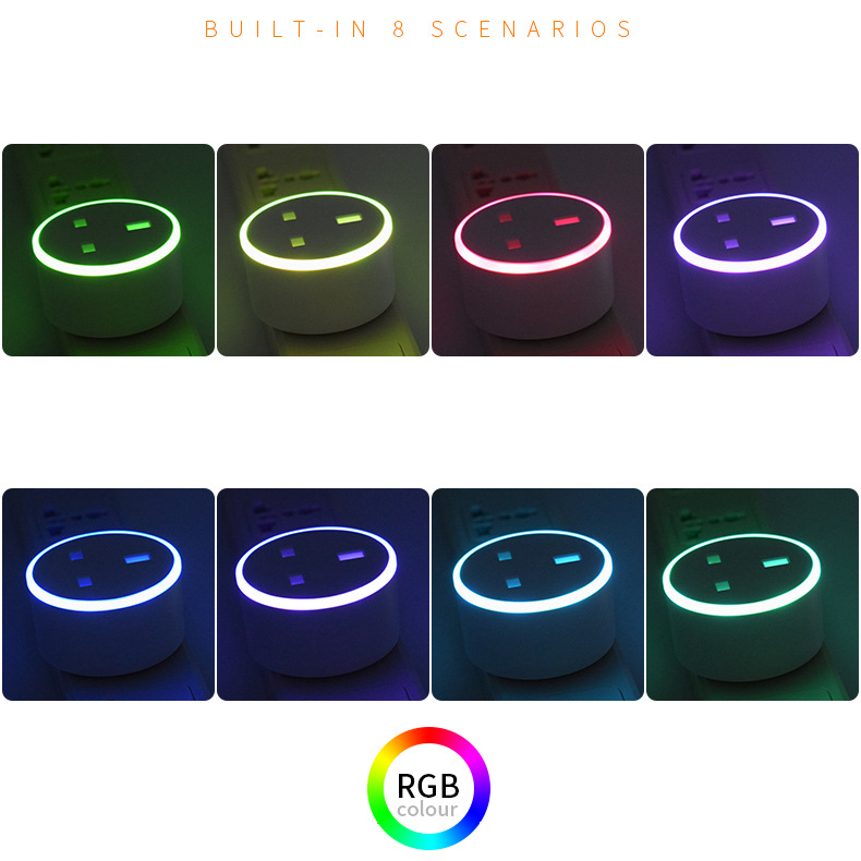 WiFi Smart plug socket alexa voice remote control UK RGB luminous WiFi Smart socket